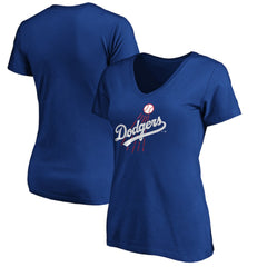 Los Angeles Dodgers Women's Cooperstown Collection Huntington Logo V-Neck T-Shirt Online