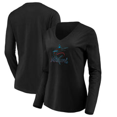 Miami Marlins Women's Core Distressed Team Long Sleeve T-Shirt Outlet