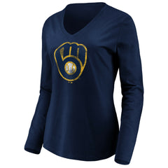 Milwaukee Brewers Women's Core Distressed Team Long Sleeve T-Shirt Discount