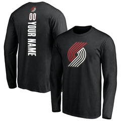 Portland Trail Blazers Playmaker Personalized Name & Number Long Sleeve T-Shirt Black
