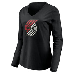 Portland Trail Blazers Women's Playmaker Personalized Name & Number Long Sleeve V-Neck T-Shirt Black