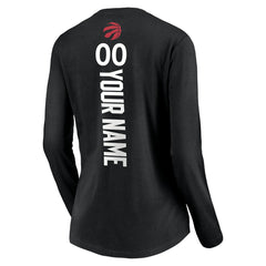 Toronto Raptors Women's Playmaker Personalized Name & Number Long Sleeve V-Neck T-Shirt Black