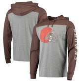 Cleveland Browns '47 Franklin Wooster Long Sleeve Hoodie T-Shirt - Heathered Gray/Brown - 47 brand
