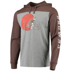 Cleveland Browns '47 Franklin Wooster Long Sleeve Hoodie T-Shirt - Heathered Gray/Brown - 47 brand