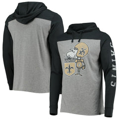 New Orleans Saints '47 Franklin Wooster Throwback Long Sleeve Hoodie T-Shirt - Heathered Gray - 47 brand