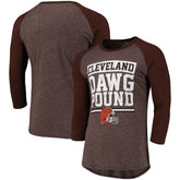 Cleveland Browns Pastime Raglan 3/4-Sleeve T-Shirt - Heathered Brown - Fanatics