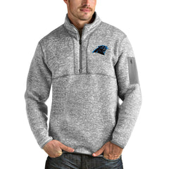 Carolina Panthers Antigua Team Logo Fortune Quarter-Zip Pullover Jacket - Heather Gray - NFL