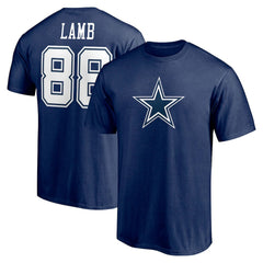 CeeDee Lamb Dallas Cowboys Player Icon Name & Number T-Shirt - Navy - Fanatics