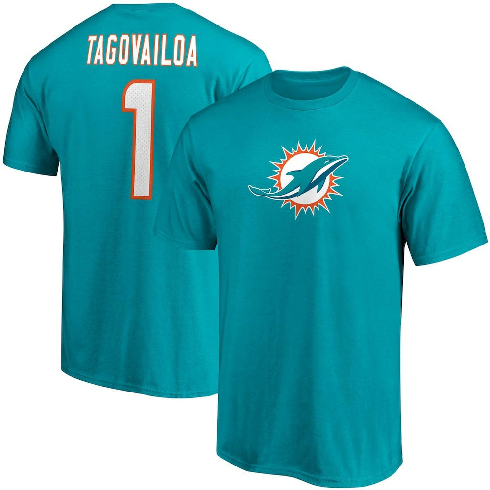 Tua Tagovailoa Miami Dolphins Player Icon Name & Number T-Shirt - Aqua - Fanatics