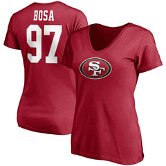 Nick Bosa San Francisco 49ers Women's Player Icon Name & Number V-Neck T-Shirt - Scarlet - Fanatics