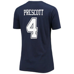 Dak Prescott Dallas Cowboys Women's Player Icon Name & Number V-Neck T-Shirt - Navy - Fanatics