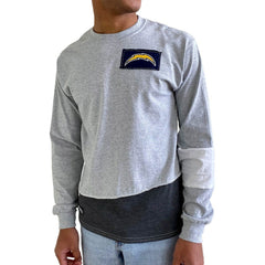Los Angeles Chargers Refried Apparel Sustainable Angle Long Sleeve T-Shirt - Gray - NFL