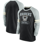 Las Vegas Raiders Throwback Raglan Long Sleeve T-Shirt - Black/Silver - Nike