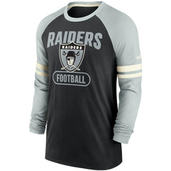 Las Vegas Raiders Throwback Raglan Long Sleeve T-Shirt - Black/Silver - Nike