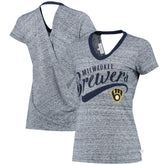 Milwaukee Brewers Touch Women's Hail Mary V-Neck Back Wrap T-Shirt for sale