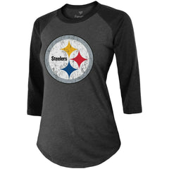 Chase Claypool Pittsburgh Steelers Women's Team Player Name & Number Tri-Blend Raglan 3/4-Sleeve T-Shirt - Black - Fanatics