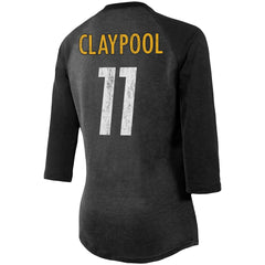 Chase Claypool Pittsburgh Steelers Women's Team Player Name & Number Tri-Blend Raglan 3/4-Sleeve T-Shirt - Black - Fanatics