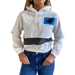 Carolina Panthers Refried Apparel Women's Sustainable Crop Dolman Pullover Hoodie - White - NFL