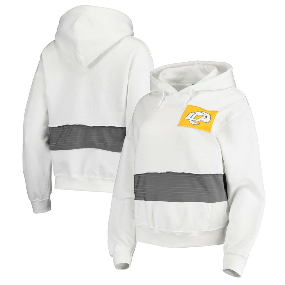 Los Angeles Rams Refried Apparel Women's Sustainable Crop Dolman Pullover Hoodie - White - NFL