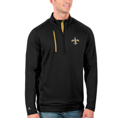 New Orleans Saints Antigua Generation Quarter-Zip Pullover Jacket - Black/Gold - NFL