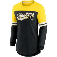 Pittsburgh Steelers Women's Retro Script Performance Tri-Blend Long Sleeve T-Shirt - Black/Gold - Nike