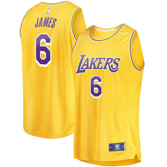 Fanatics LeBron James Los Angeles Lakers #6 Fast Break Replica Player Jersey Gold Icon Edition