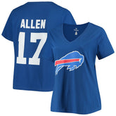 Josh Allen Buffalo Bills Women's Plus Size Name & Number V-Neck T-Shirt - Royal - Fanatics