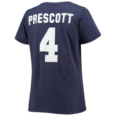 Dak Prescott Dallas Cowboys Women's Plus Size Fair Catch Name & Number V-Neck T-Shirt - Navy - NFL