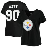 T.J. Watt Pittsburgh Steelers Women's Plus Size Name & Number V-Neck T-Shirt - Black - Fanatics