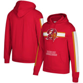 Tampa Bay Buccaneers Three Stripe Pullover Hoodie - Red - Mitchell & Ness