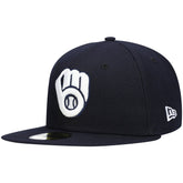 Milwaukee Brewers New Era White Logo 59FIFTY Fitted Hat Discount