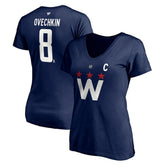 Alexander Ovechkin Washington Capitals Fanatics Women's Authentic Stack Name & Number V-Neck T-Shirt - Navy | Fanatics Clearance