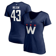 Tom Wilson Washington Capitals Fanatics Women's Authentic Stack Name & Number V-Neck T-Shirt - Navy | Fanatics Lifestyle