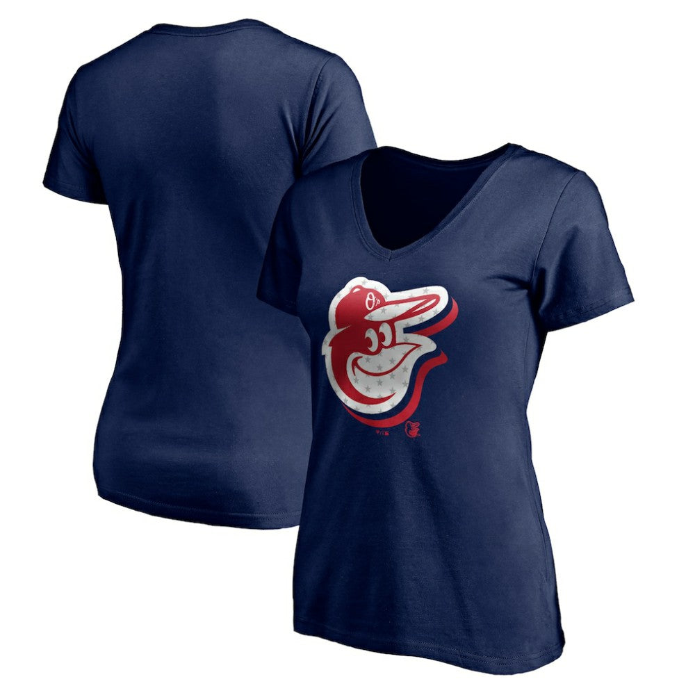 Baltimore Orioles Women's Red White and Team V-Neck T-Shirt Outlet