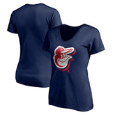 Baltimore Orioles Women's Red White and Team V-Neck T-Shirt Outlet
