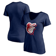 Baltimore Orioles Women's Red White and Team V-Neck T-Shirt Outlet