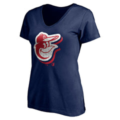 Baltimore Orioles Women's Red White and Team V-Neck T-Shirt Outlet
