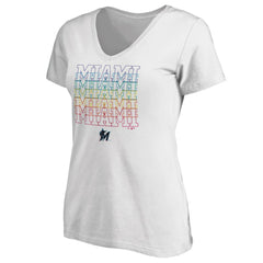 Miami Marlins Women's City Pride V-Neck T-Shirt Discount