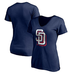 San Diego Padres Women's Red White and Team V-Neck T-Shirt Online