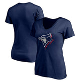 Toronto Blue Jays Women's Red White and Team V-Neck T-Shirt Online