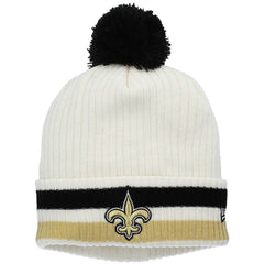 New Orleans Saints New Era Youth Retro Cuffed Knit Hat with Pom - White - NFL
