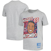 Mitchell & Ness Dikembe Mutombo Denver Nuggets Youth Hardwood Classics King of the Court Player T-Shirt Gray