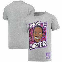 Mitchell & Ness Vince Carter Toronto Raptors Youth Hardwood Classics King of the Court Player T-Shirt Gray