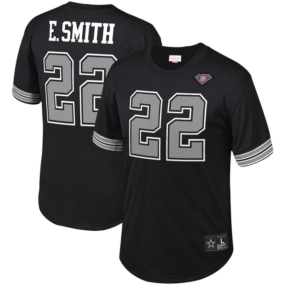 Emmitt Smith Dallas Cowboys Retired Player Name & Number Mesh Top - Black - Mitchell & Ness