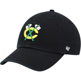 Chicago Blackhawks '47 Alternate Logo Clean Up Adjustable Hat - Black | 47 brand Lifestyle
