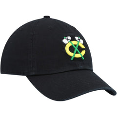 Chicago Blackhawks '47 Alternate Logo Clean Up Adjustable Hat - Black | 47 brand Lifestyle