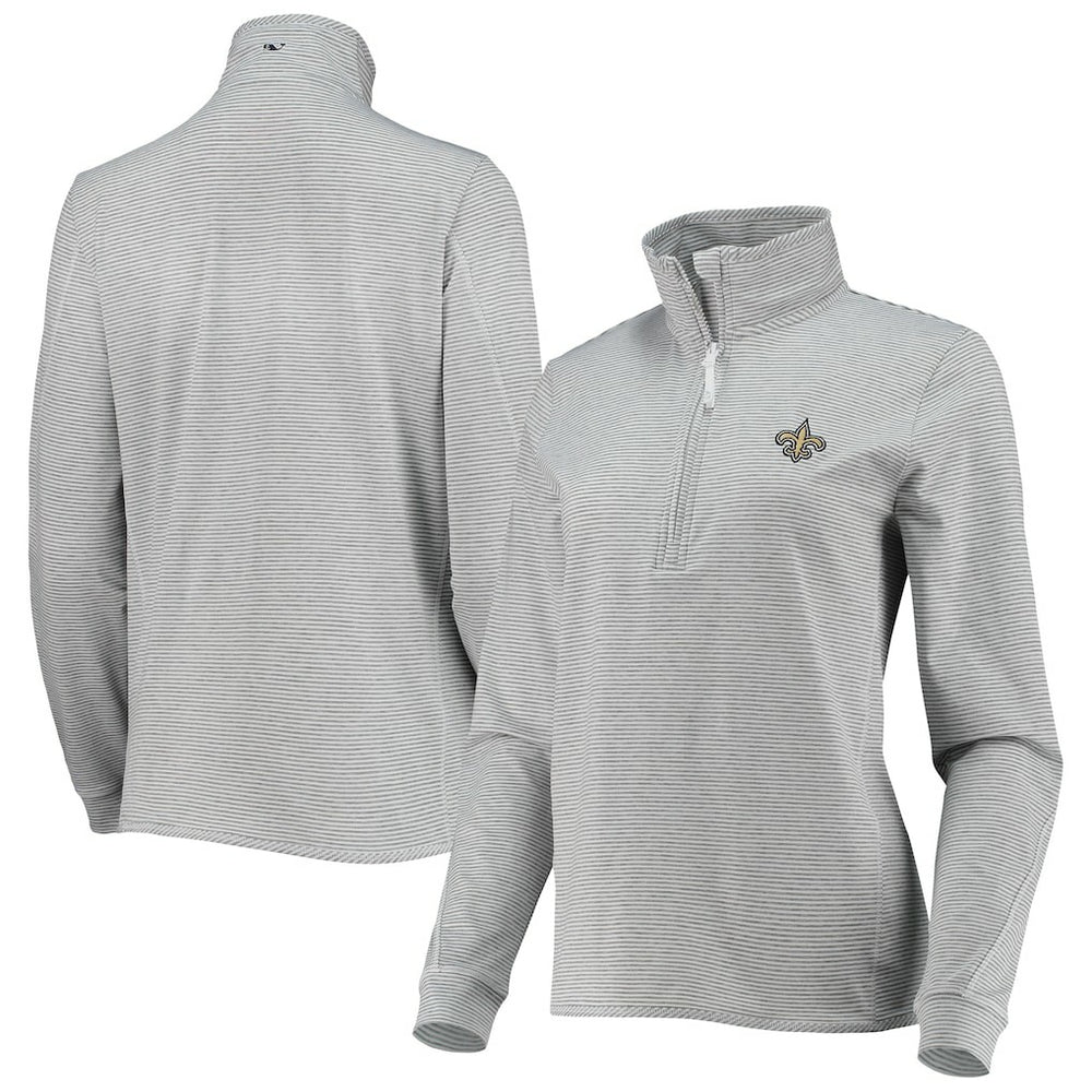 New Orleans Saints Vineyard Vines Women's Sankaty Shep Half-Zip Pullover Top - Heather Gray - NFL