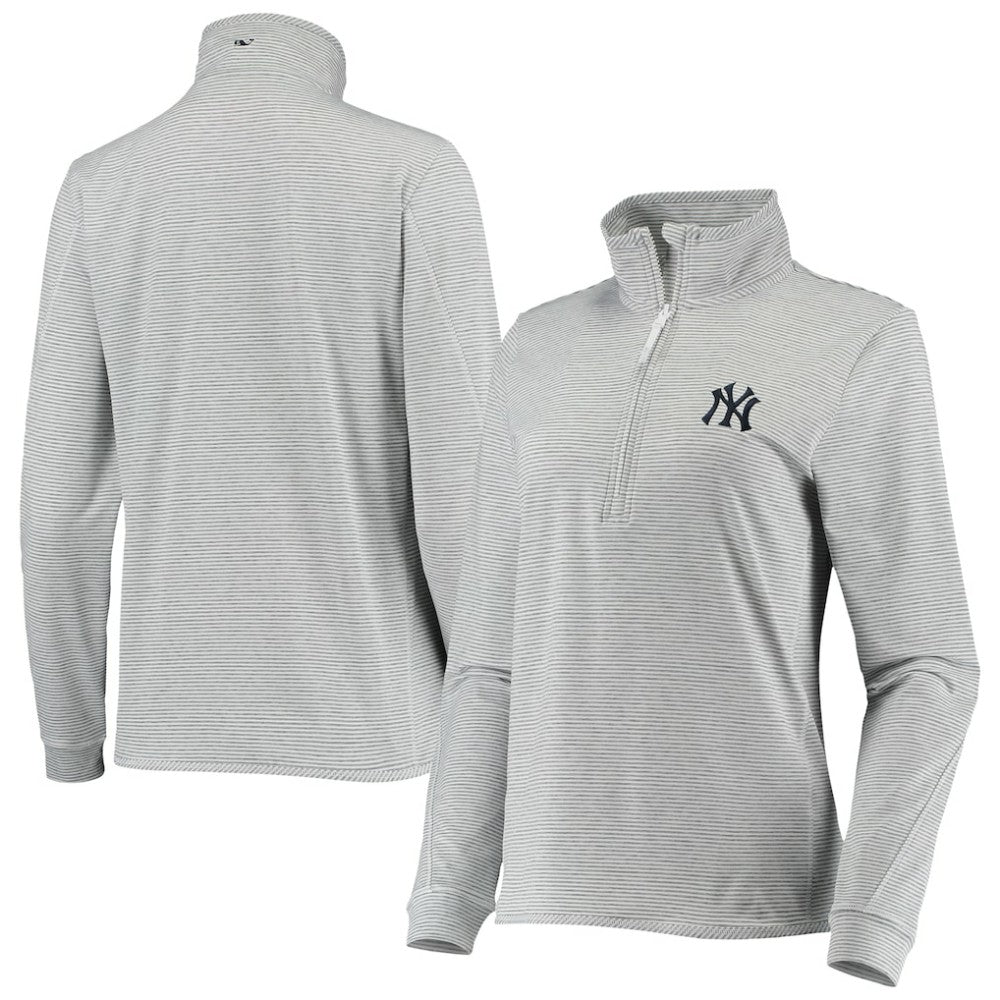 New York Yankees Vineyard Vines Women's Stripe Sankaty Half-Zip Pullover Top Discount
