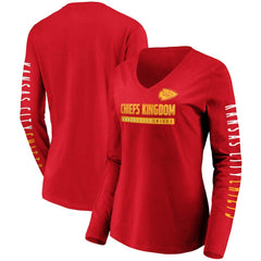 Kansas City Chiefs Women's Slogan V-Neck Long Sleeve T-Shirt - Red - Fanatics