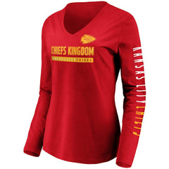 Kansas City Chiefs Women's Slogan V-Neck Long Sleeve T-Shirt - Red - Fanatics